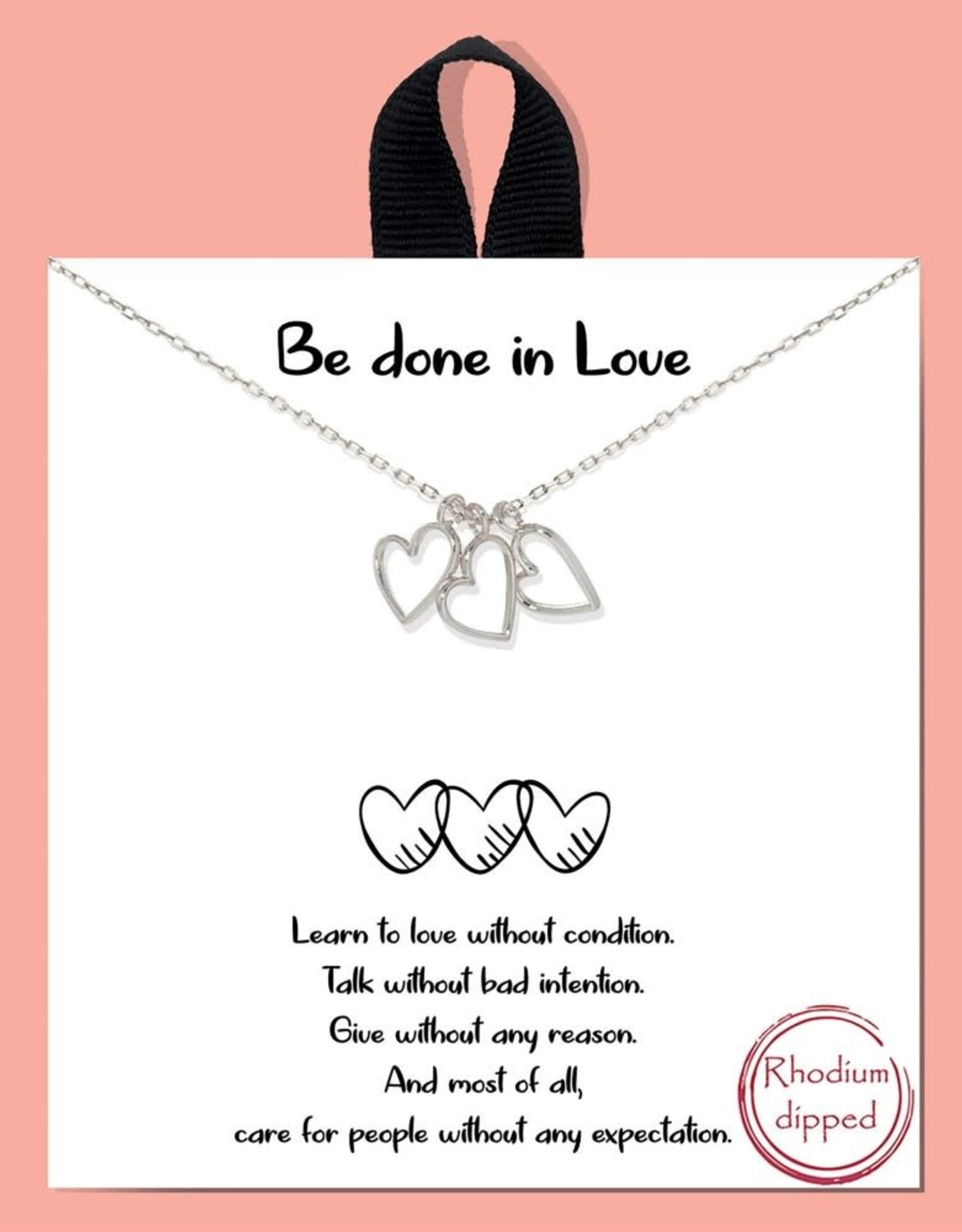 judson 153185 - Be Done in Love Silver Dainty Chain Link Necklace Featuring Heart Pendants  - White Gold Dipped - Approximately 16" L - Extender 2" L