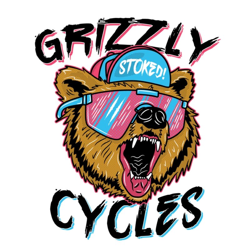 Grizzly Cycles Party Bear Sticker