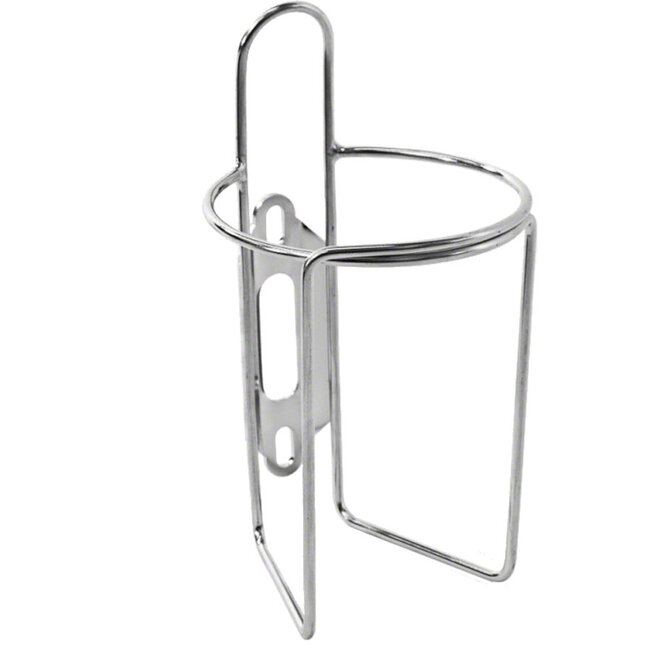 Retro Water Bottle Cage with Tab: Polish Stainless