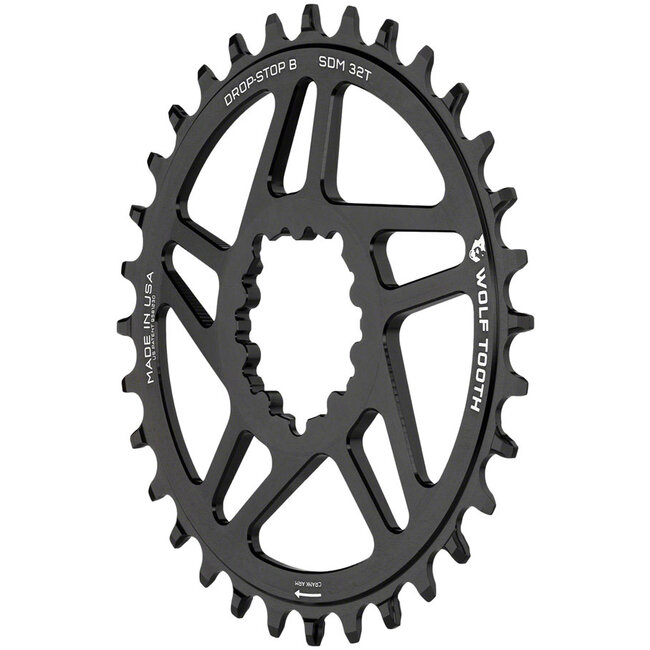 Wolf Tooth Direct Mount Chainring - 36t, SRAM Direct Mount, Drop-Stop B, For SRAM 3-Bolt Boost Cranks, 3mm Offset, Black
