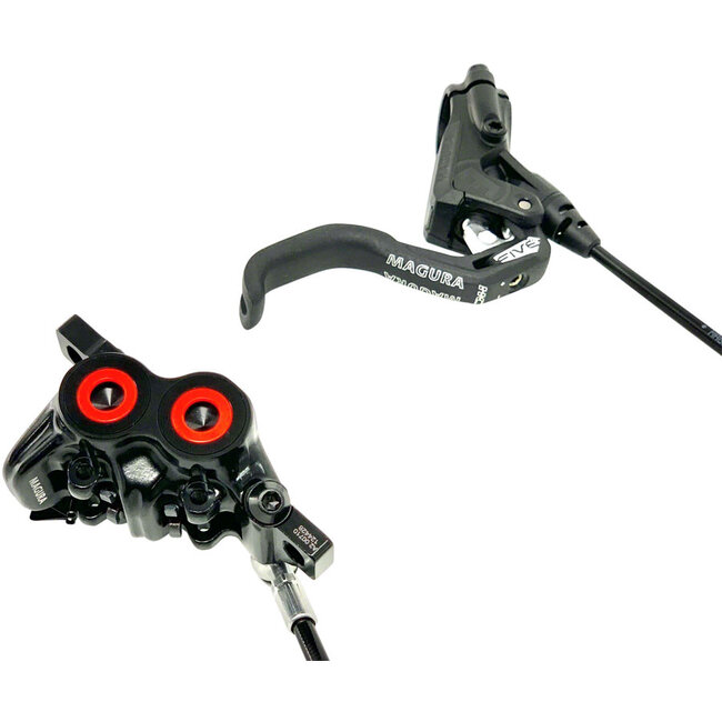 MT5 HC Disc Brake and Lever -  Front or Rear, Hydraulic, Post Mount, Black/Neon Red