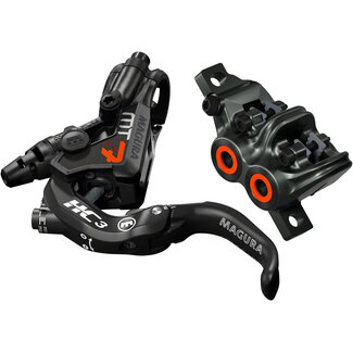 MT7 HC3 Disc Brake and Lever - Front or Rear, Hydraulic, Post Mount, Black/Orange