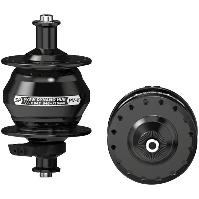 8 Series Dynamo Front Hub - PV-8, 6V- 3W, QR x 100mm, Rim, 32H, Black