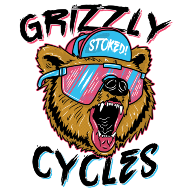 Grizzly Cycles Party Bear Sticker