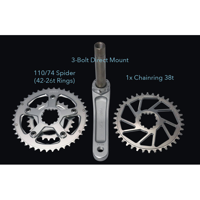 Crankset Polaris 1x 2x (DM 38t & 42-26t w/Spider) w/BB