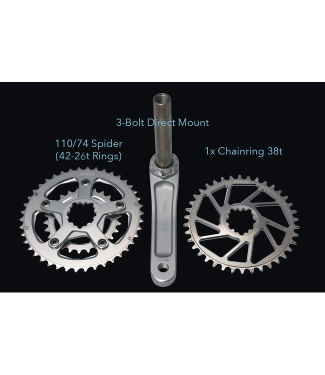 Crankset Polaris 1x 2x (DM 38t & 42-26t w/Spider) w/BB