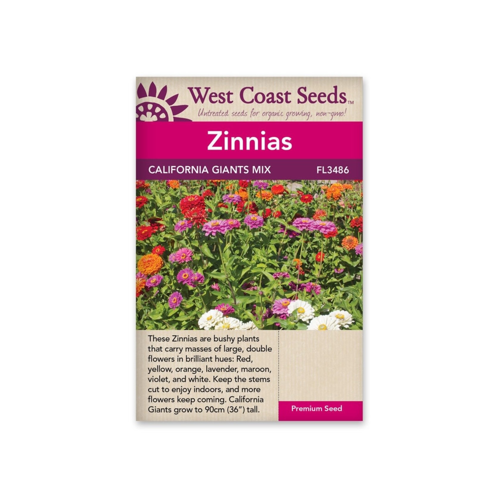 West Coast Seeds Zinnias - California Giants Mix