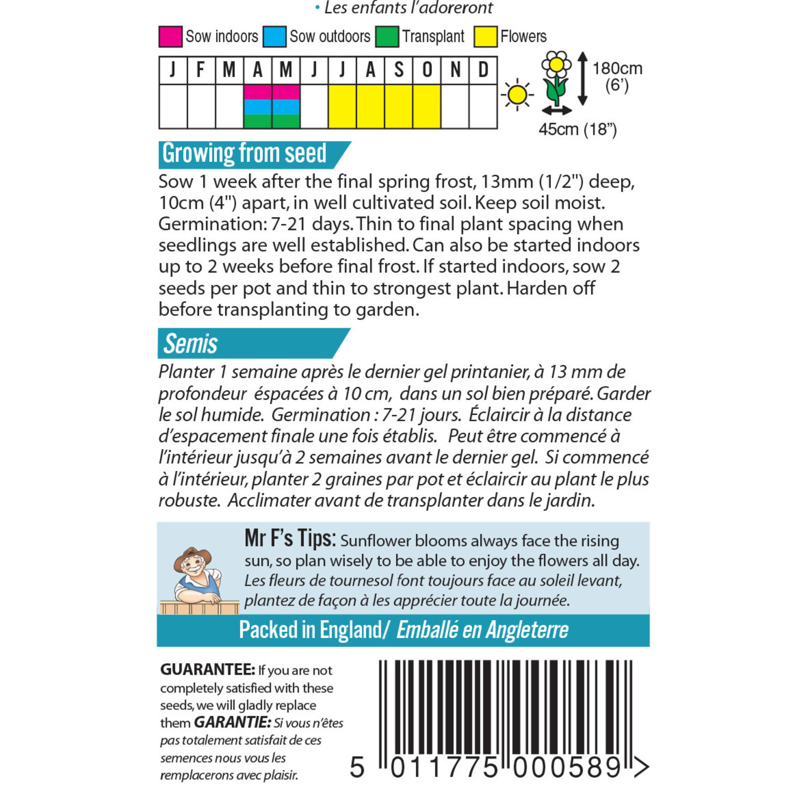 Mr. Fothergill's SUNFLOWER Giant Single