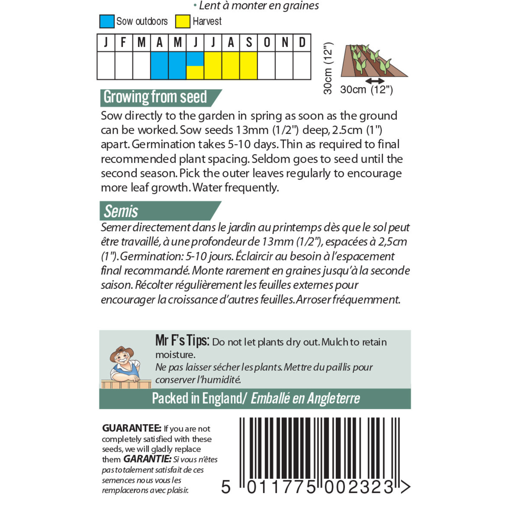 Mr. Fothergill's SPINACH Perpetual Leaf Beet