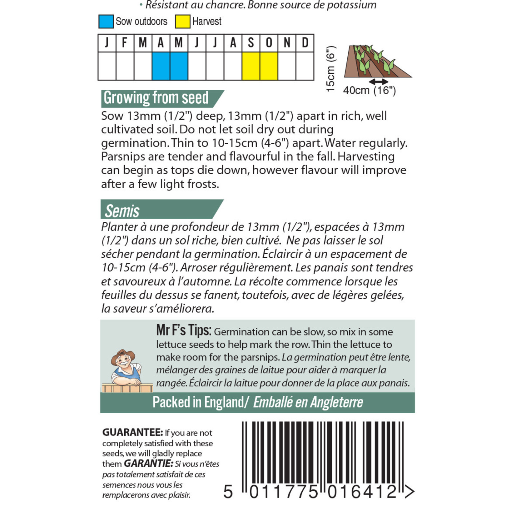 Mr. Fothergill's PARSNIP White Gem