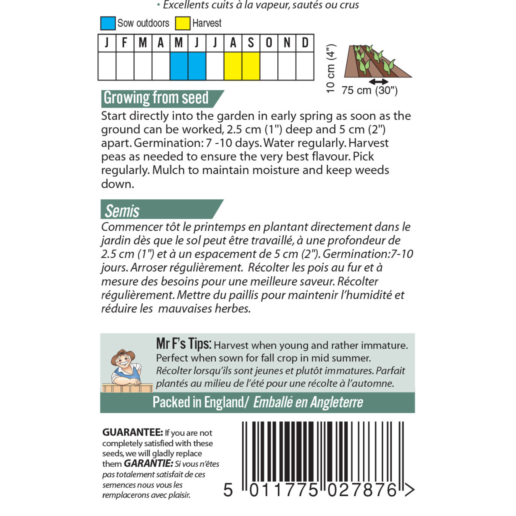 Mr. Fothergill's PEA Oregon Sugar Pod seeds