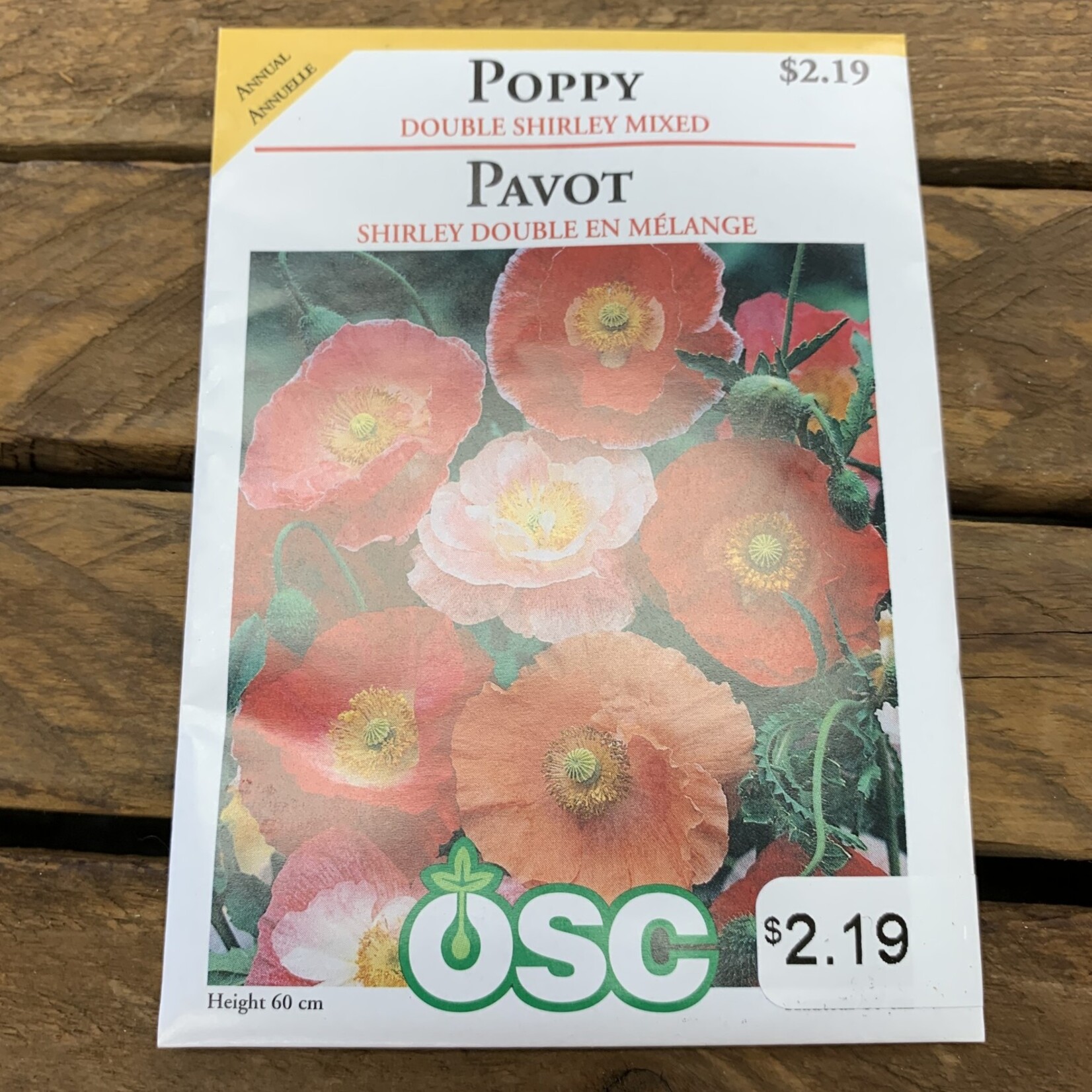 OSC Seeds Poppy 'Double Shirley Mixed' Seeds