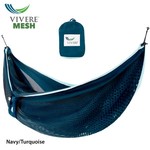 Vivere Double Mesh Hammock- Navy/Turquoise