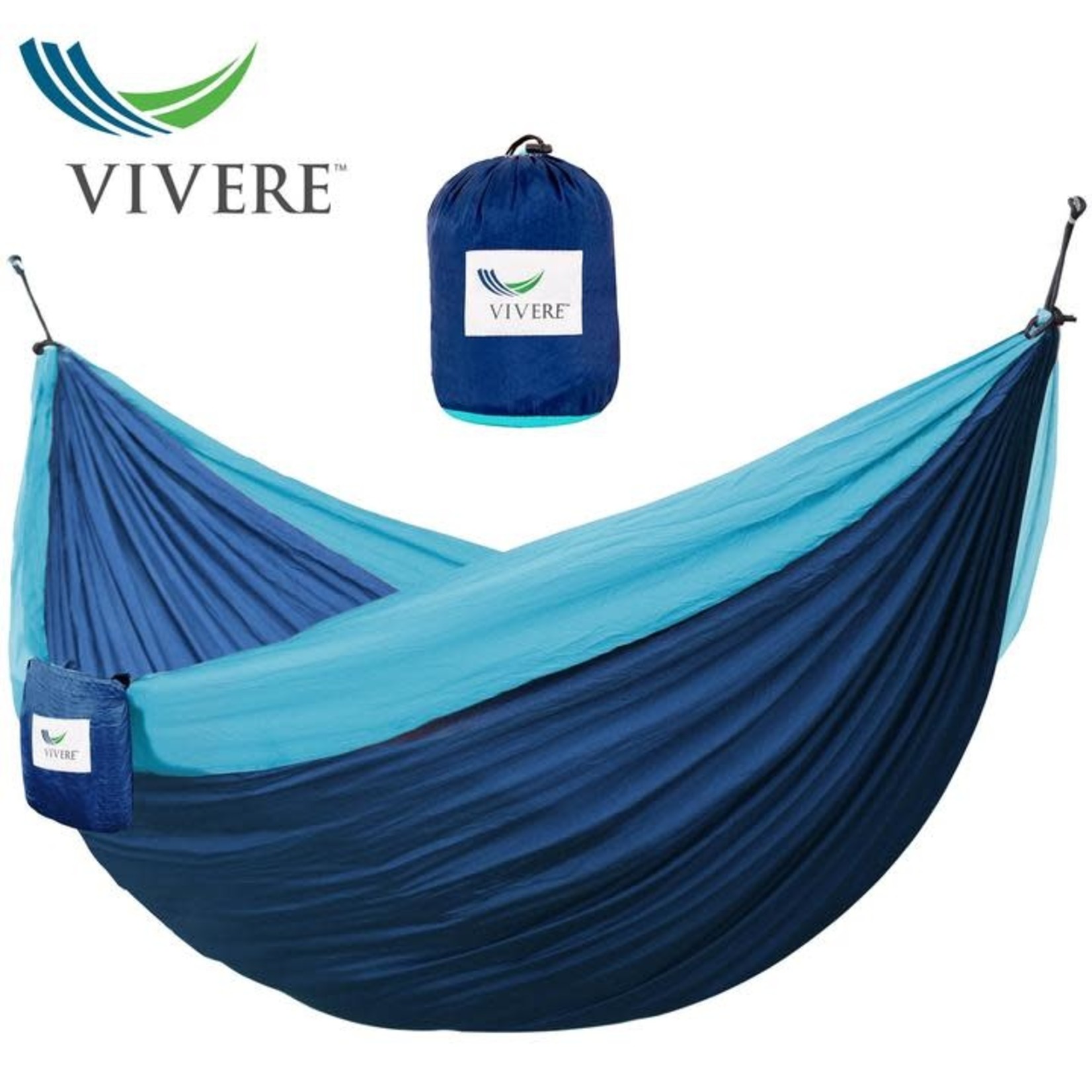 Vivere Double Parachute Hammock - Navy/Turquoise