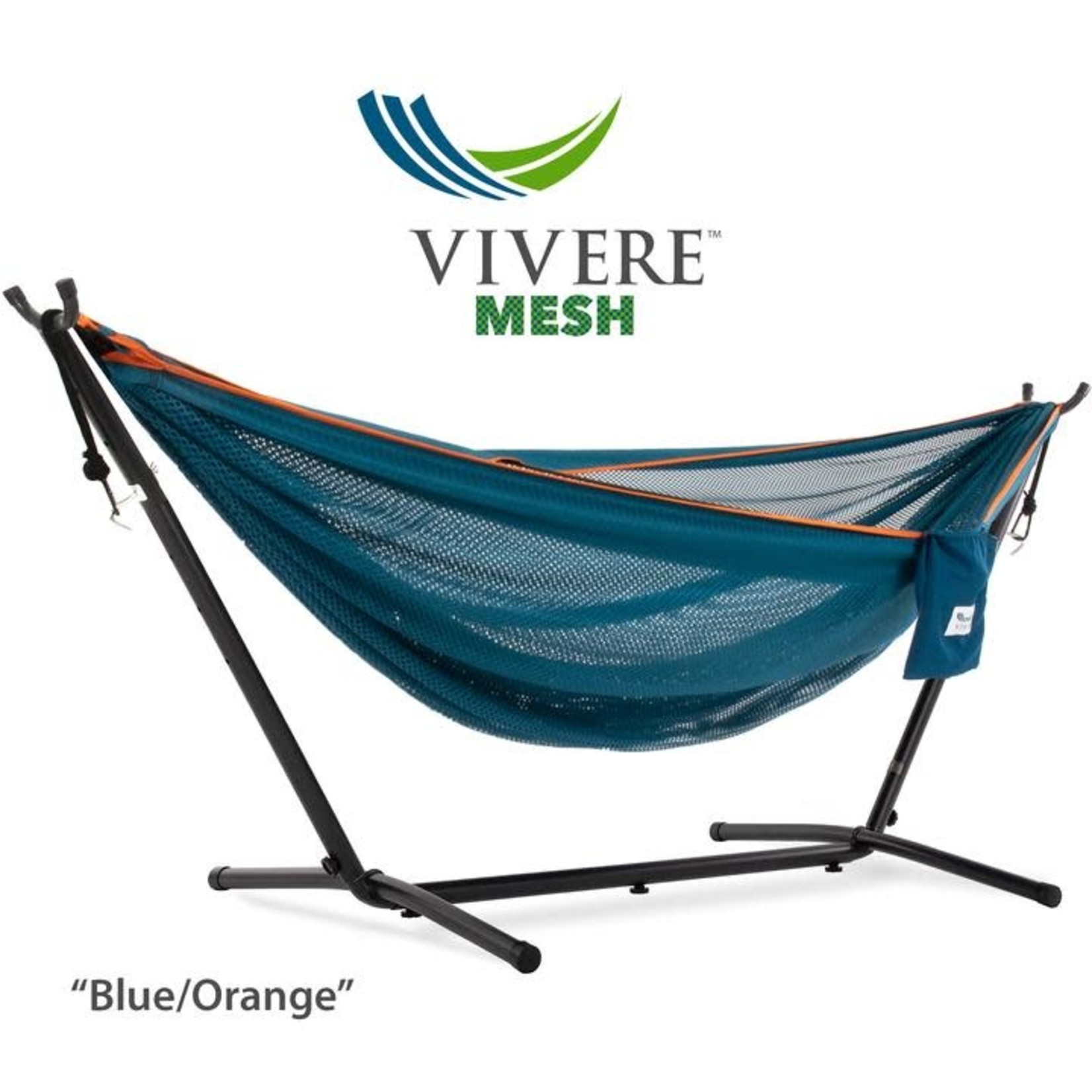 Vivere HAMMOCK MESH COMBO W/9' STAND- NAVY/ TURQUOISE