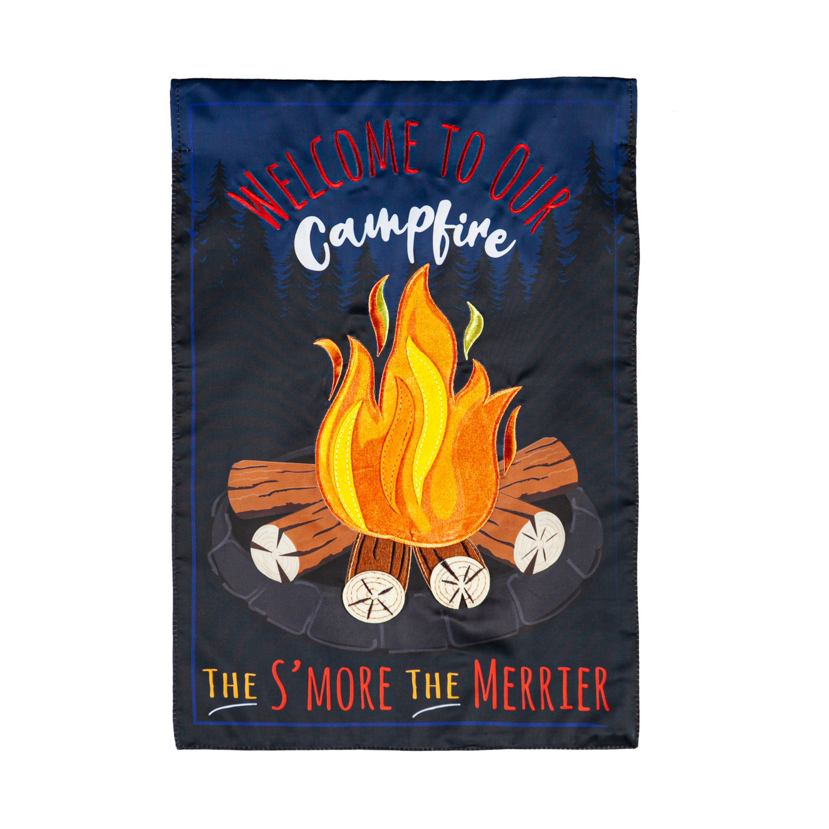 Welcome to Our Campfire Garden Applique Flag