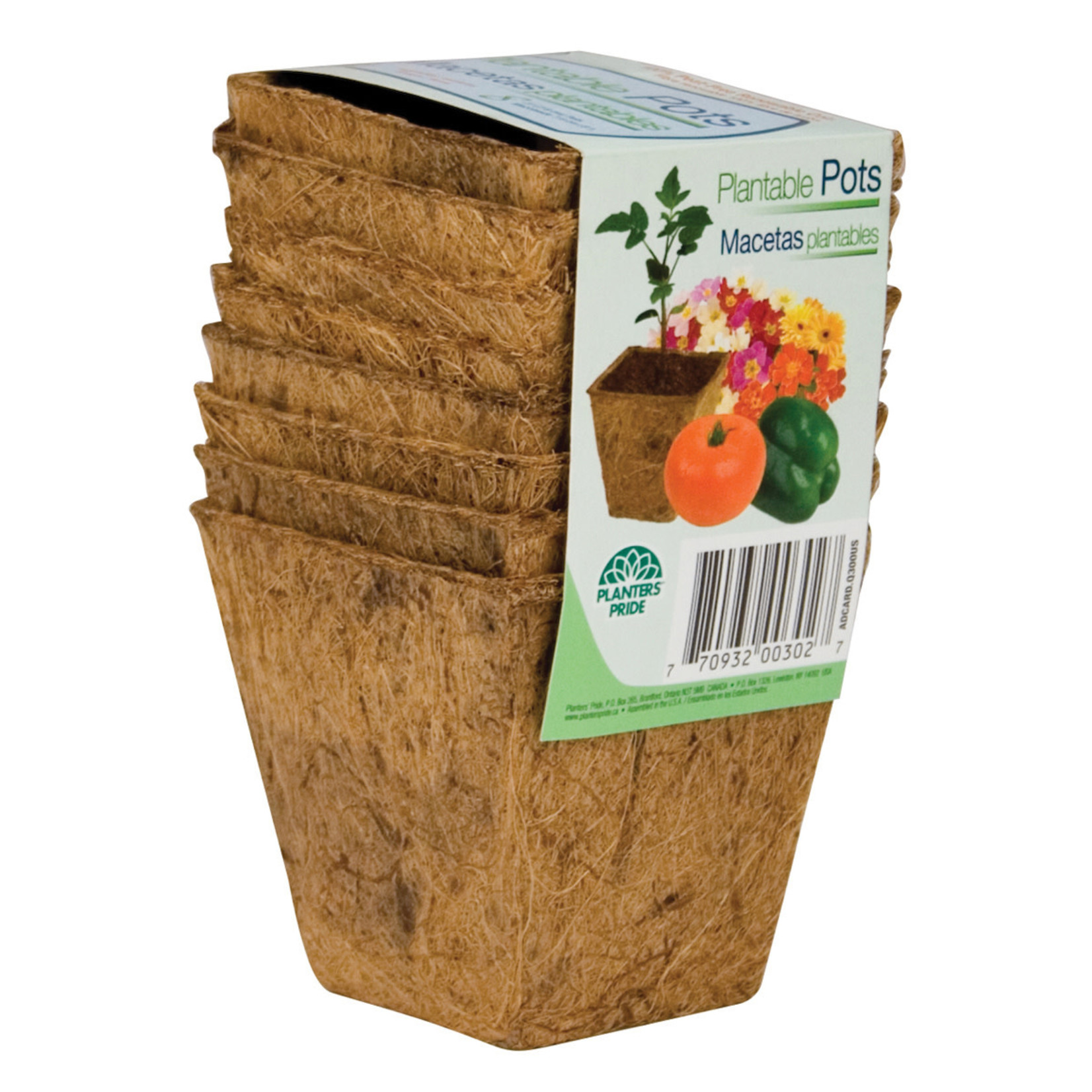 PlantBest 3.00" Biodegradable Square Coconut Coir Pot (8pk)