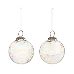 Glass Round Ornament with Snowflake Design in Gift