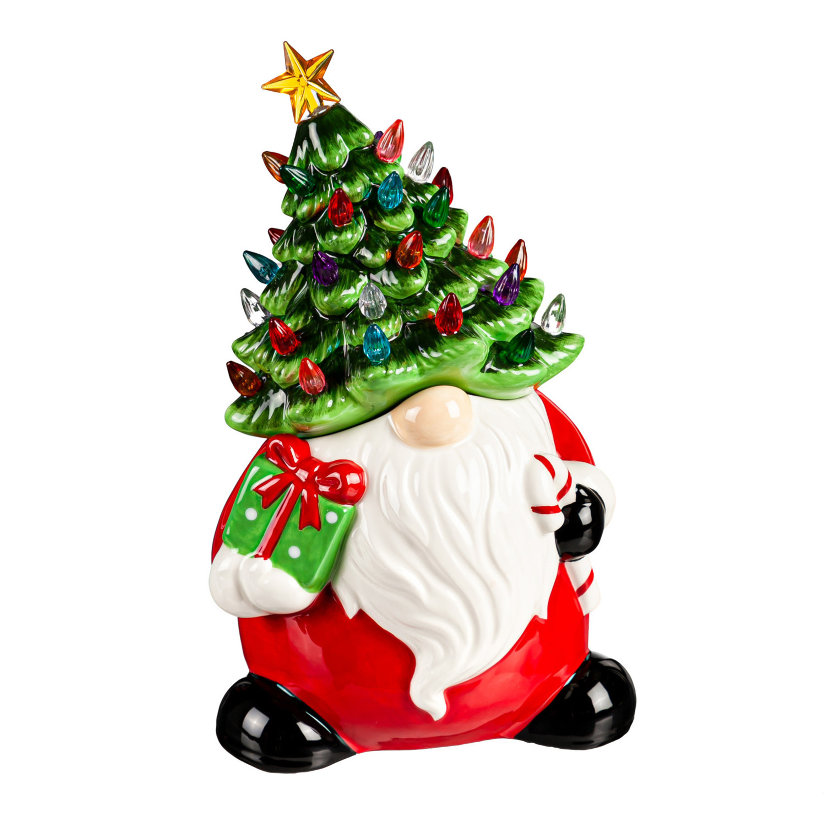 LED Ceramic Gnome Cookie Jar - Klomps Home and Garden