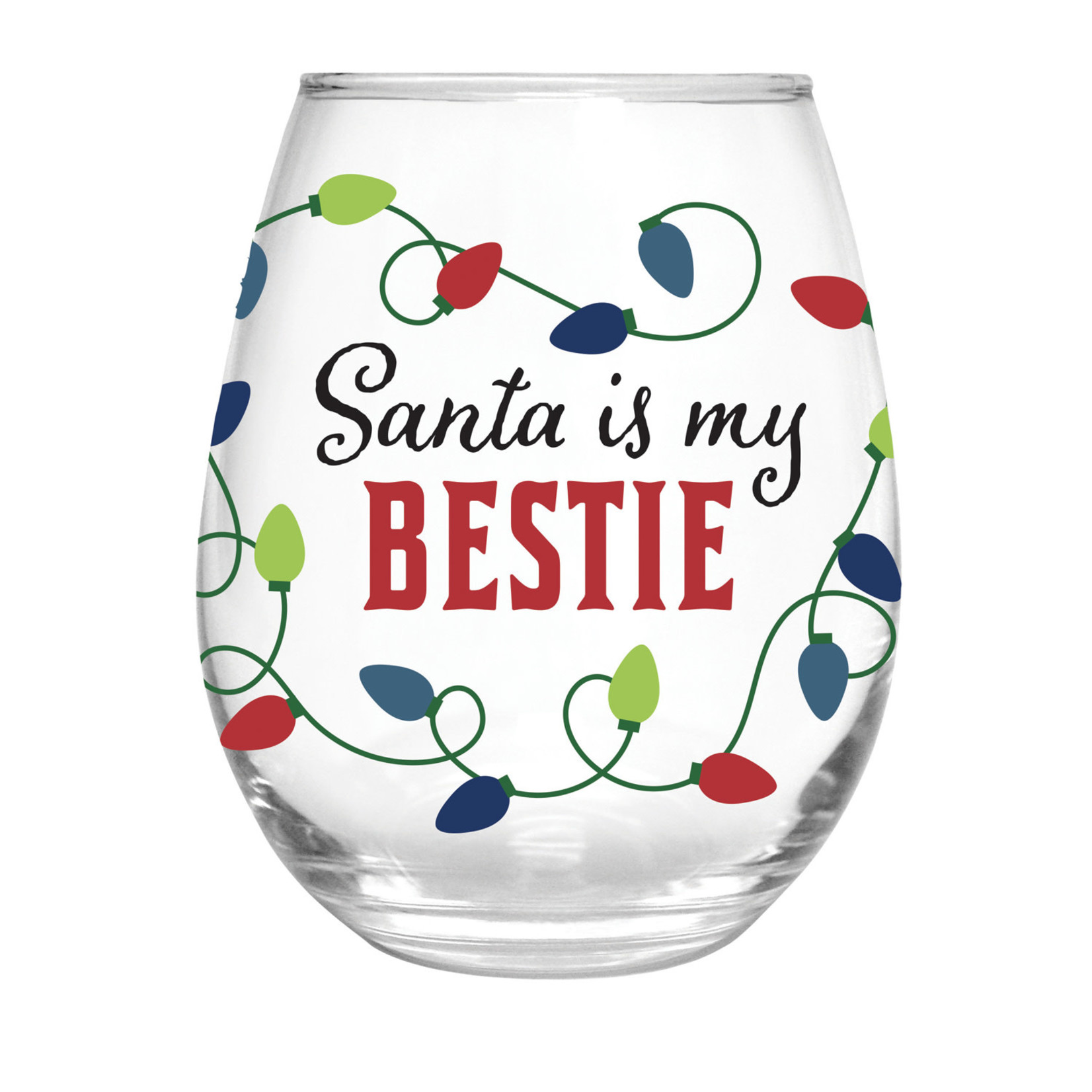 17 OZ Stemless Glass w/Box, Santa is my bestie