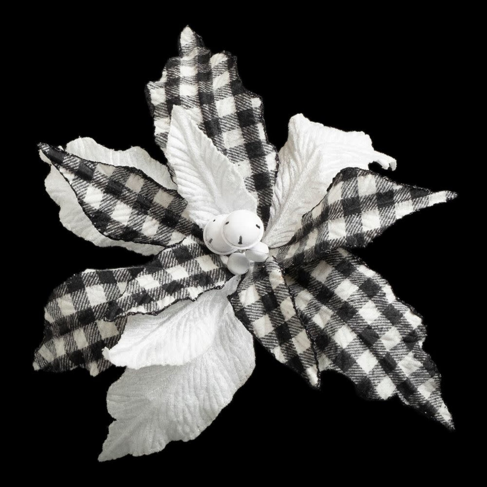 POINSETTIA HEAD 13" BLK/WHITE