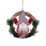 ORN RATTAN WREATH W/ EURO SANT