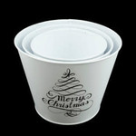 POT METAL MERRY CHRISTMAS WHITE- Lg