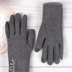 Triple Buttoned Touch Screen Gloves-Grey