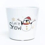 4.7"DX4.3"H " "Let It Snow" Penguin Snowman Dolomite Container (Fits 4" Pot)