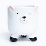 FOOTED POLAR BEAR DOLOMITE POT (FITS 2" POT)