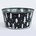 Black Metal Pot w/ white trees