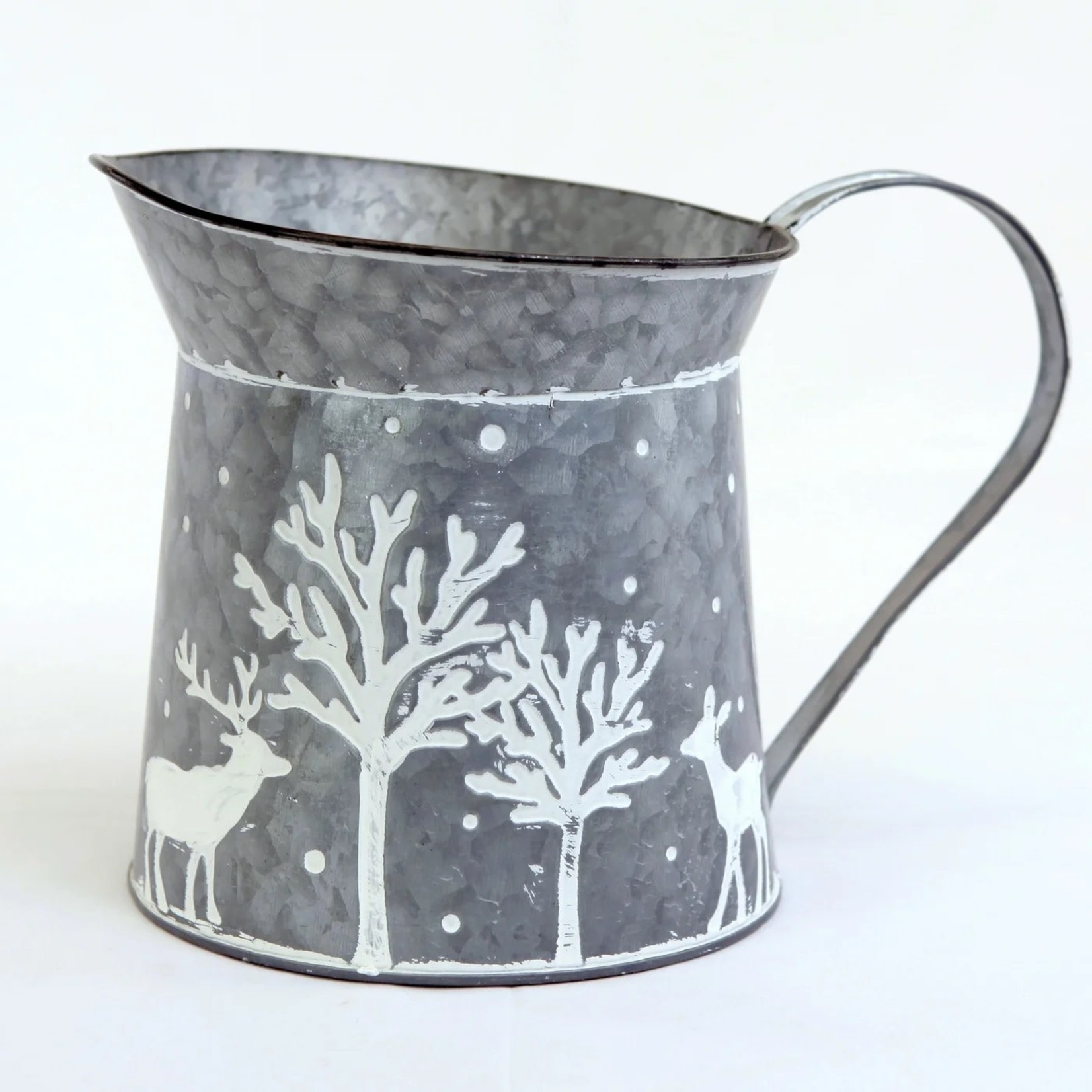 10"/6.8"X7"H/7.5"OH, METAL WATERING CAN W/XMAS PATTERN, W/H. LINER