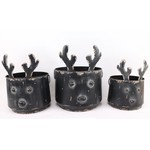 METAL CONTAINERS W/REINDEER HEAD, W/H. LINERS - Med