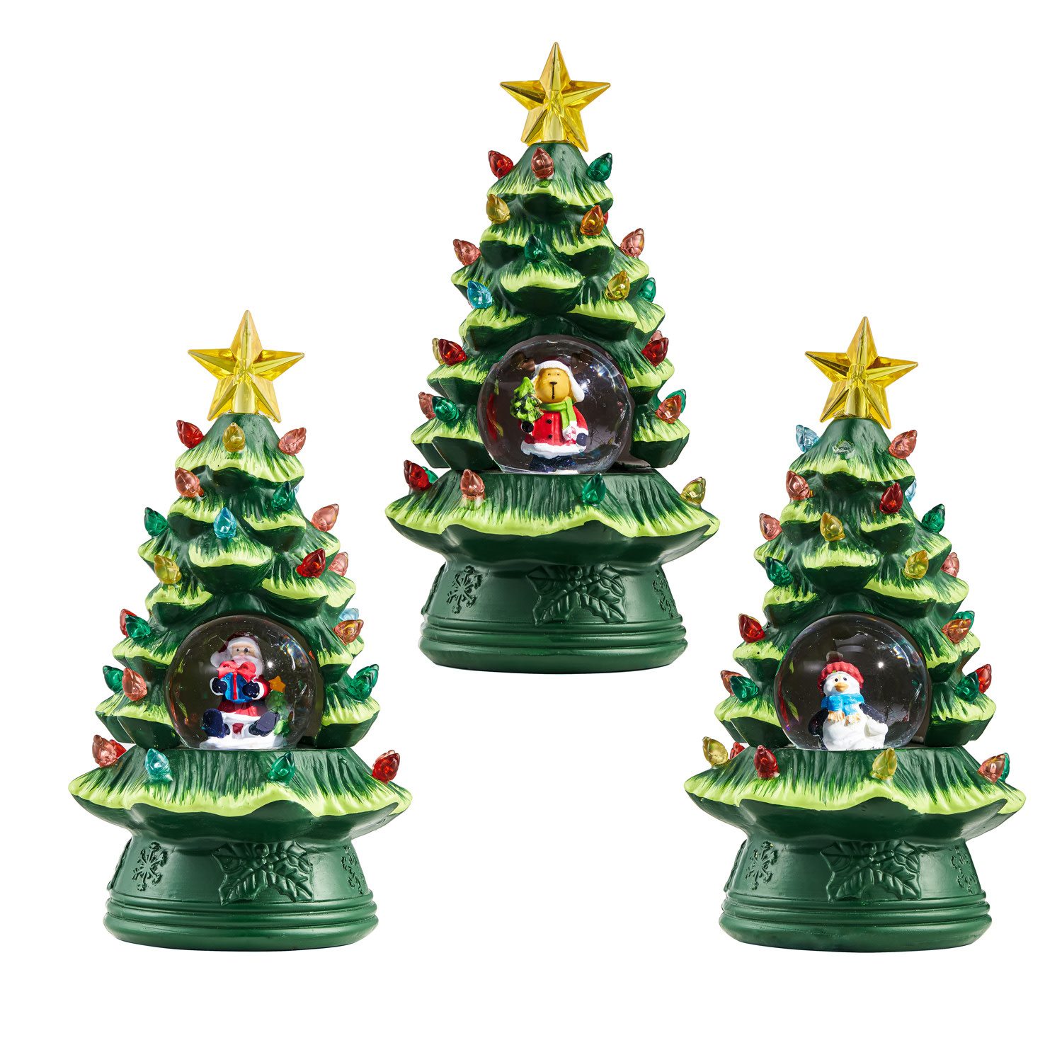 LED Mini Christmas Tree Water Globe, Asst Klomps Home and Garden