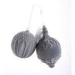 FLOCKED BALL ORN 2ASST 6.7"