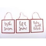 CHRISTMAS SIGN ORN 3ASST 8"