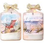 Beach front Pre-Lit Glass Bottle w/Raffia