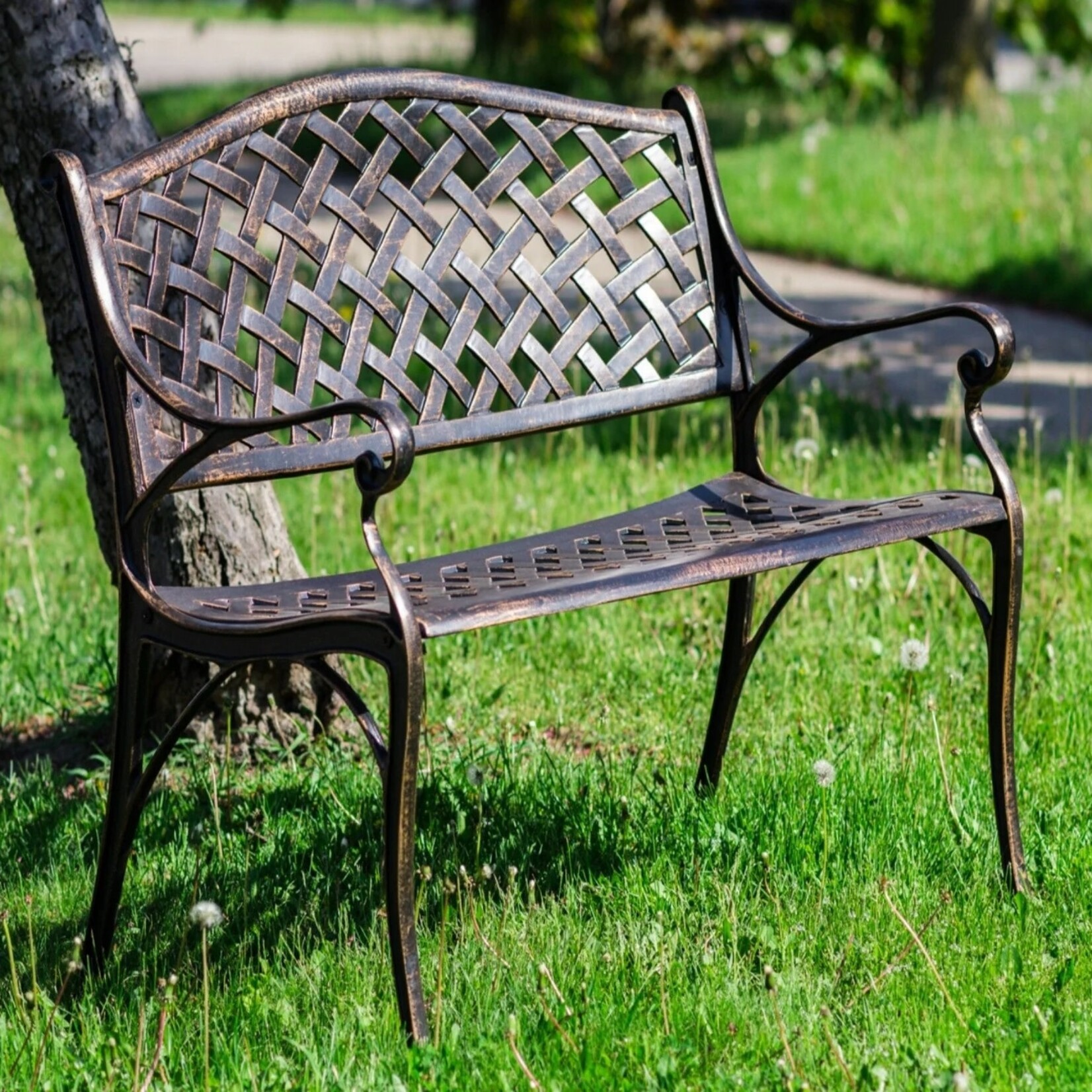 Garden Bench- Bronze Color- Tree Backrest 50" Long