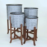 Metal Pots on Wood Stands-M