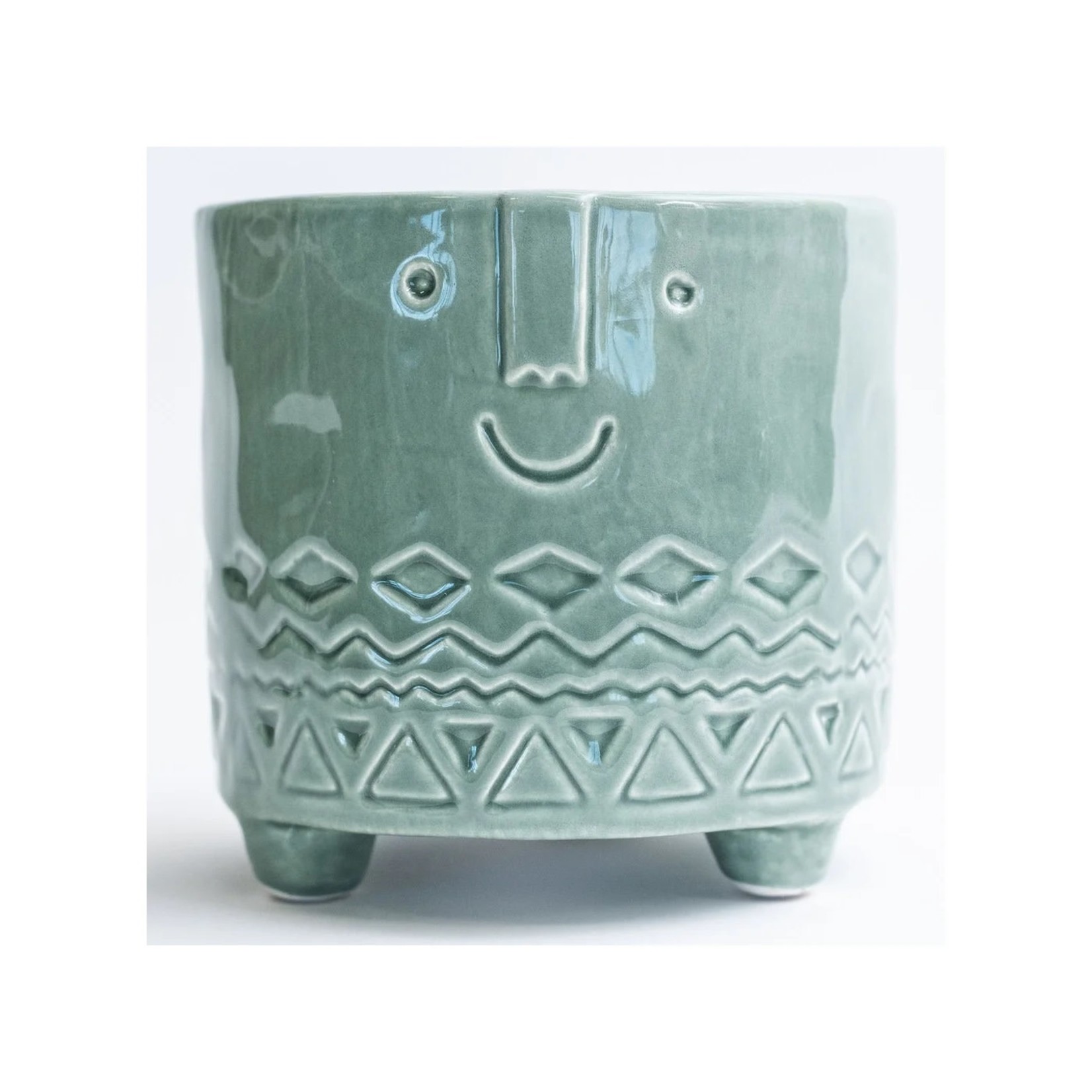 Footed Friendly Face 4" Pot