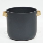 Black Ceramic pot W/Handles (fits 4" pot)