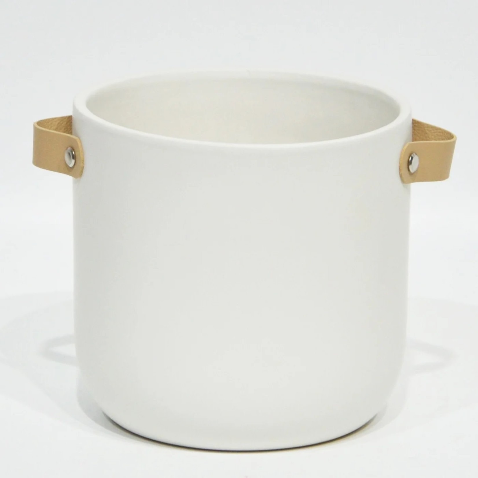 Matte White Ceramic W/Handles ( Fits 6" pot)