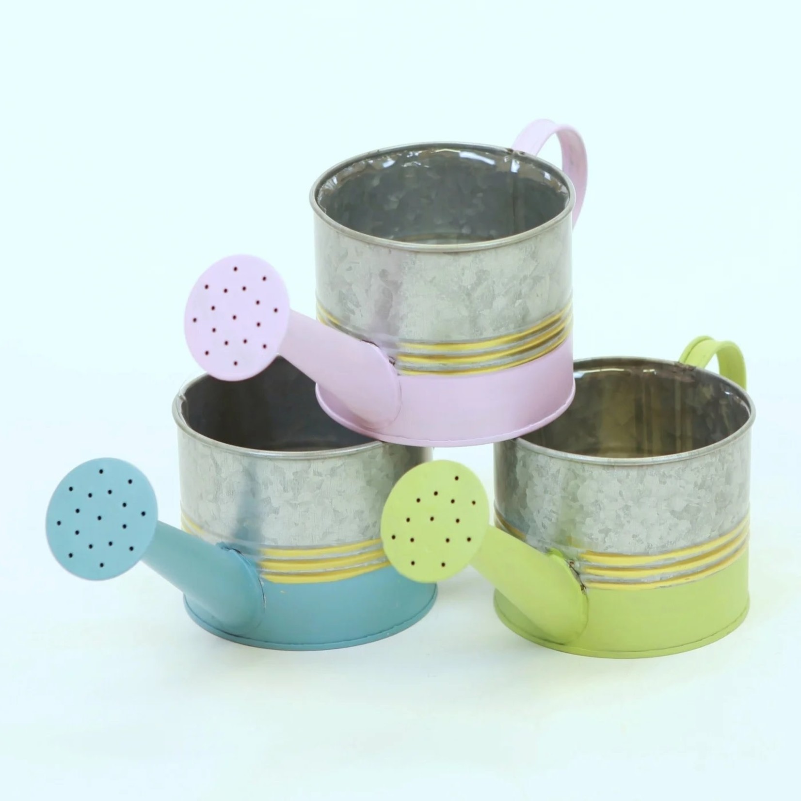 Pastel Dipped Metal container w/liner  (Fits 4" Pot) - 3 asst.