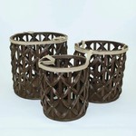 Dark Brown Woven Basket  w/Handles - Med.