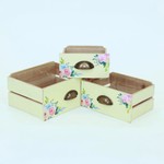Floral Antique Wooden Drawer Container - Med.