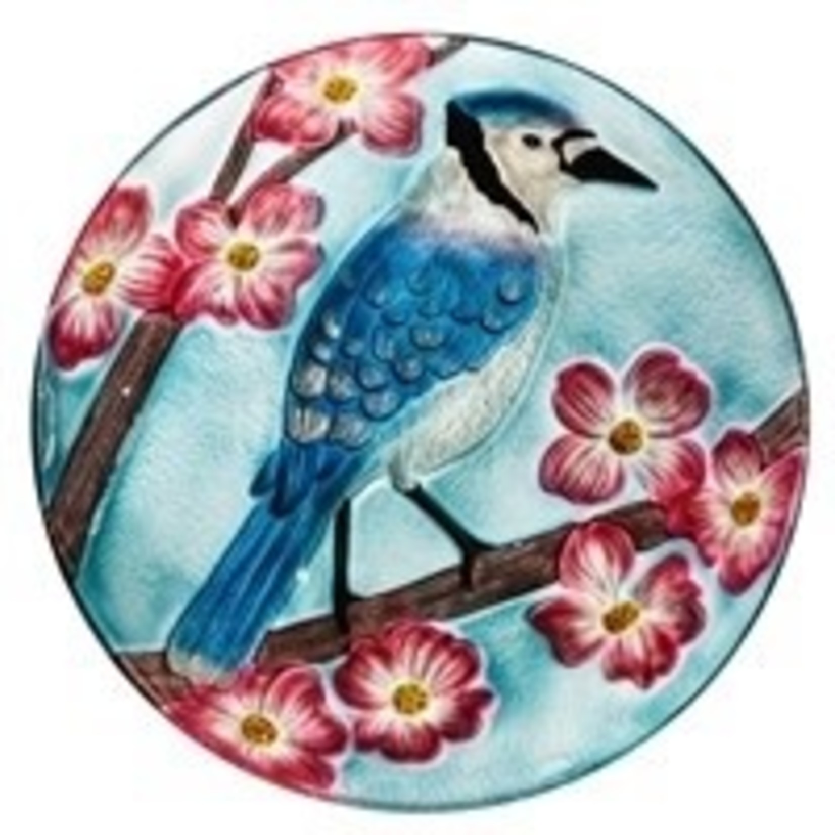 Hand Painted Birdbath - Bluejay