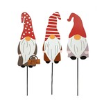 3 Ast Planter Stake Gnomes Red