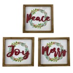 assorted wooden signs peace merry joy 9.75x9.75"