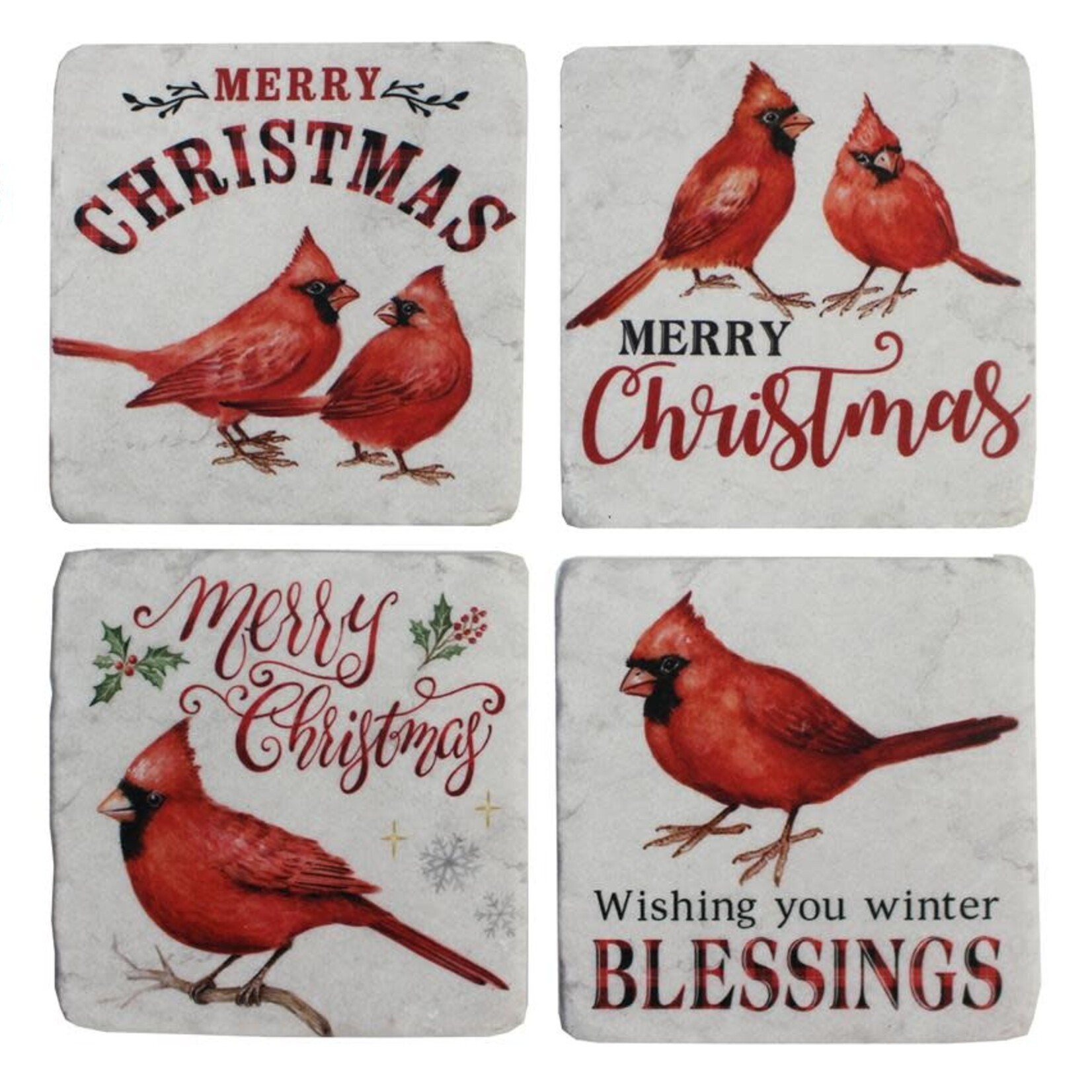 4PC Poly Coaster-Xmas/Cardinal