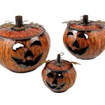 Carved Metal Pumpkin Med.